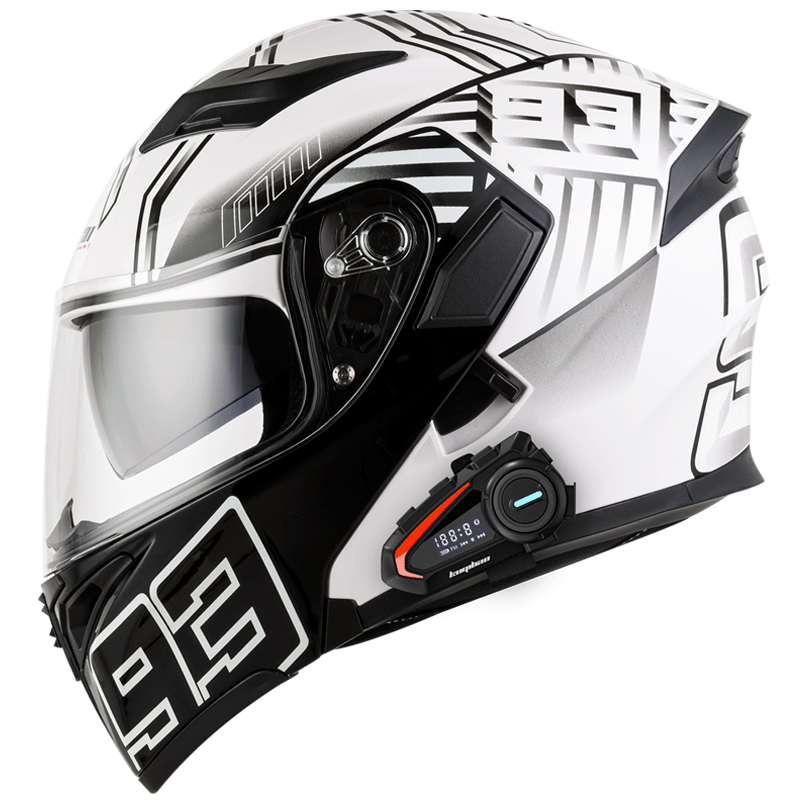 VSMOTO 902 Helmet With Headset K20 White Ants