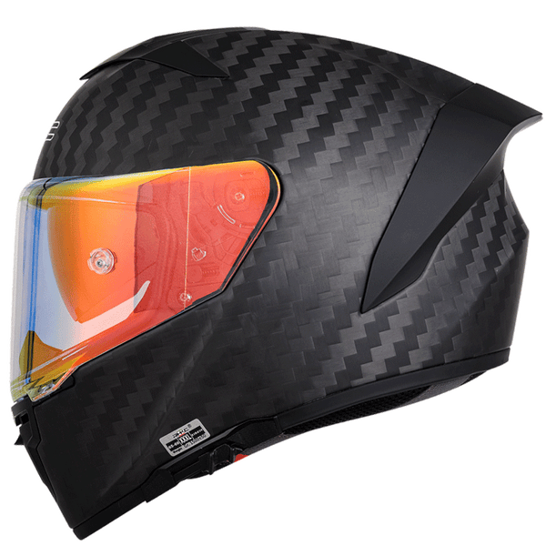 VSMOTO 360 Helmet 9k Carbon Fiber Matte Black With Red And Blue Plated Lenses